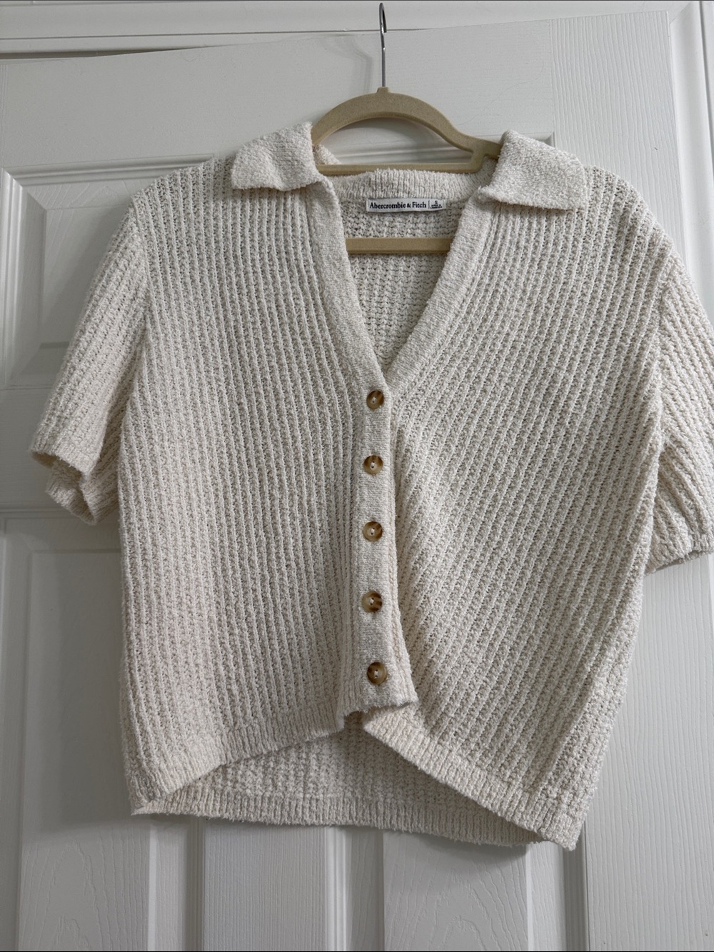 Abercrombie & Fitch Cream Short-Sleeve knit top